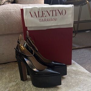 Valentino Garavani Glossy Black Platform Heels